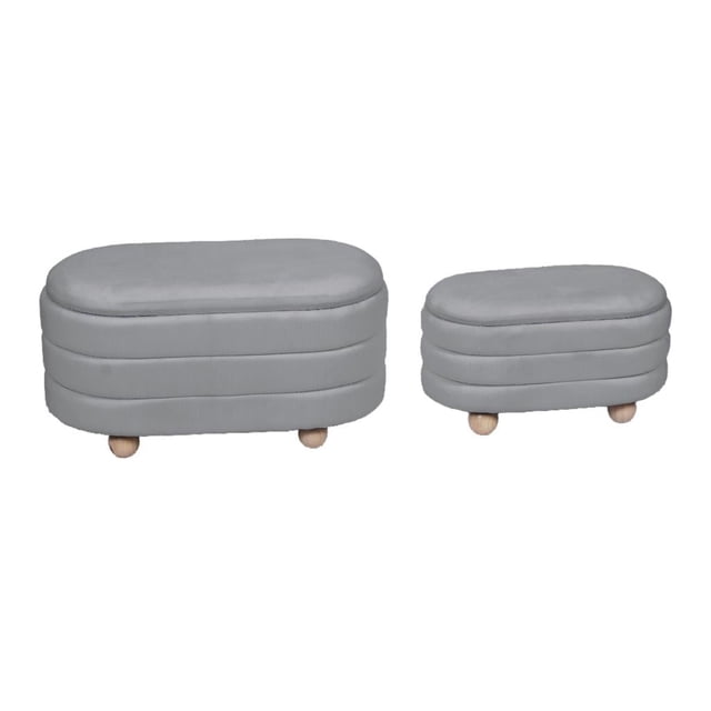 Nola Home Boucle Upholstered Teddy Tufted Storage Ottoman 2 piece set, Grey