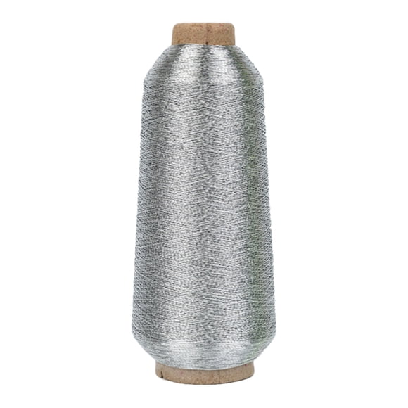 Generic Durable Metallic Embroidery Thread with Polyester Core - Silver (4570M/4997Yds) for Clothing, DIY, and Home Sewing