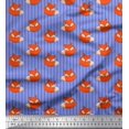 thumbnail image 1 of Soimoi Blue polyester Crepe Fabric Fox Stripe Decor Fabric Printed Yard 52 Inch Wide, 1 of 3