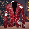 thumbnail image 2 of Men Christmas Snowflake Santa 3 Piece Suit Men Printed Pocket Lapel Button Suits for Big Men Suit Jacket Suit, 2 of 3