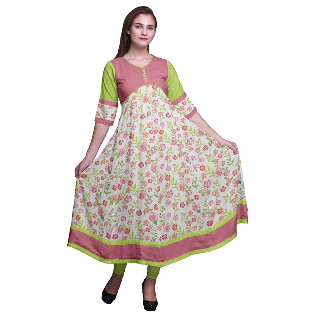 Bimba Kurtis Indiennes pour Femmes Imprimées, Kurti Anarkali Ligne A, Robe Décontractée