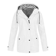 thumbnail image 1 of Veste à Doublure Rayée pour Femmes, Extérieur, Cordon de Serrage, Randonnée, Imperméable, Manteau d'Hiver Chaud à Capuche, Manteau de Sport, 1 of 3
