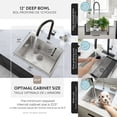 thumbnail image 4 of Azuni Calais Dual Mount 22" Stainless Steel Single Bowl Laundry Sink with Strainer C122, 4 of 10