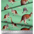 thumbnail image 3 of Soimoi Green polyester Crepe Fabric Kangaroo & Giraffe Animal Print Fabric by Yard 42 Inch Wide, 3 of 3