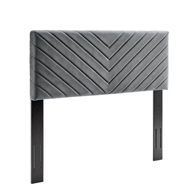 Modway Alyson Angular Channel Tufted Performance Velvet Full/Queen Headboard in Charcoal