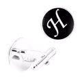 thumbnail image 3 of pitrice 1 Pair Men's Letter Cufflink Wedding Formal Initial Alphabet Stainless Steel Cufflink, Letter H, 3 of 7