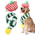 thumbnail image 1 of Pet Scarf Kit, Adorable Skin Friendly Easy To Wear Dog Hat And Scarf Set Lovely Striped Shape  For Christmas, 1 of 8