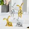 thumbnail image 2 of Visland 2 Pcs Long Ear Bunny Figurine UV Electroplating Adhesive Sitting Rabbit Figure Model Toy Statue Car Dashboard Decoration Christmas Gift, 2 of 7