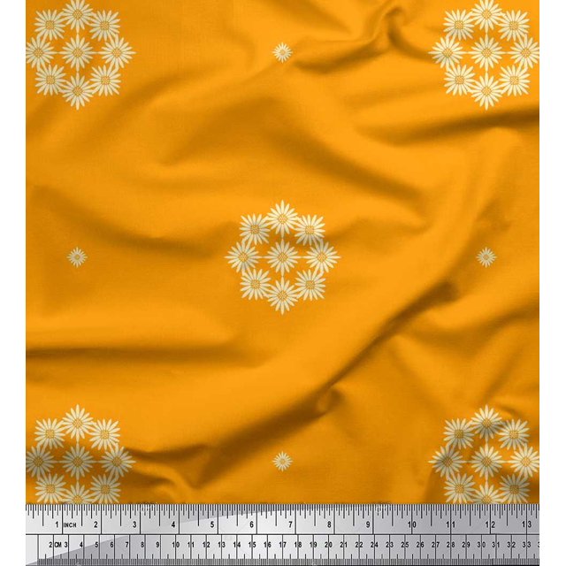 Soimoi Cotton Voile Fabric Artistic Floral Decor Fabric Printed Yard 42 Inch Wide