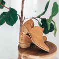 thumbnail image 4 of Chaussures pour Femmes Rétro Couleur Unie Talon Bas Creux Mode Bottes Courtes en Cuir, 4 of 4