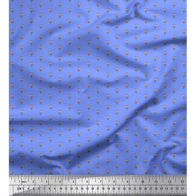 Soimoi Velvet Fabric Leaves & Floral Shirting Printed Fabric 1 Yard 58 Inch Wide