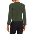 thumbnail image 3 of INSPIRE CHIC Women's Work Office Open Front Zipper Collarless Cropped Blazer Army Green S, 3 of 5