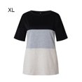 thumbnail image 2 of T-shirt pour Femmes à Blocs de Couleur, Manches Courtes, T-shirt pour Femmes, Haut Rond, Blouse à Col Rond, Noir Coloré, TG, 2 of 6