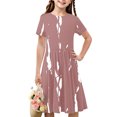 thumbnail image 1 of Liquidation Aujourd'hui Iumwxz Robe Décontractée Trapèze Robe Tunique pour Adolescentes Robe Col Rond Imprimé à Rayures Manches Courtes Robes pour Adolescentes Robe Confortable pour Aller à l'École 4-14 Ans, 1 of 7