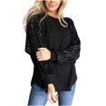 thumbnail image 2 of Mikilon Woman O Neck Long Sleeve T Shirt Autumn Sequins Blouse Tops Sweatshirt, 2 of 8