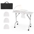 thumbnail image 1 of Gymax Folding Manicure Nail Table w/ Electric Dust Collector LED Lamp Carry Bag White, 1 of 10