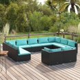thumbnail image 1 of vidaXL 11 Piece Garden Lounge Set with Cushions Black Poly Rattan, 1 of 4