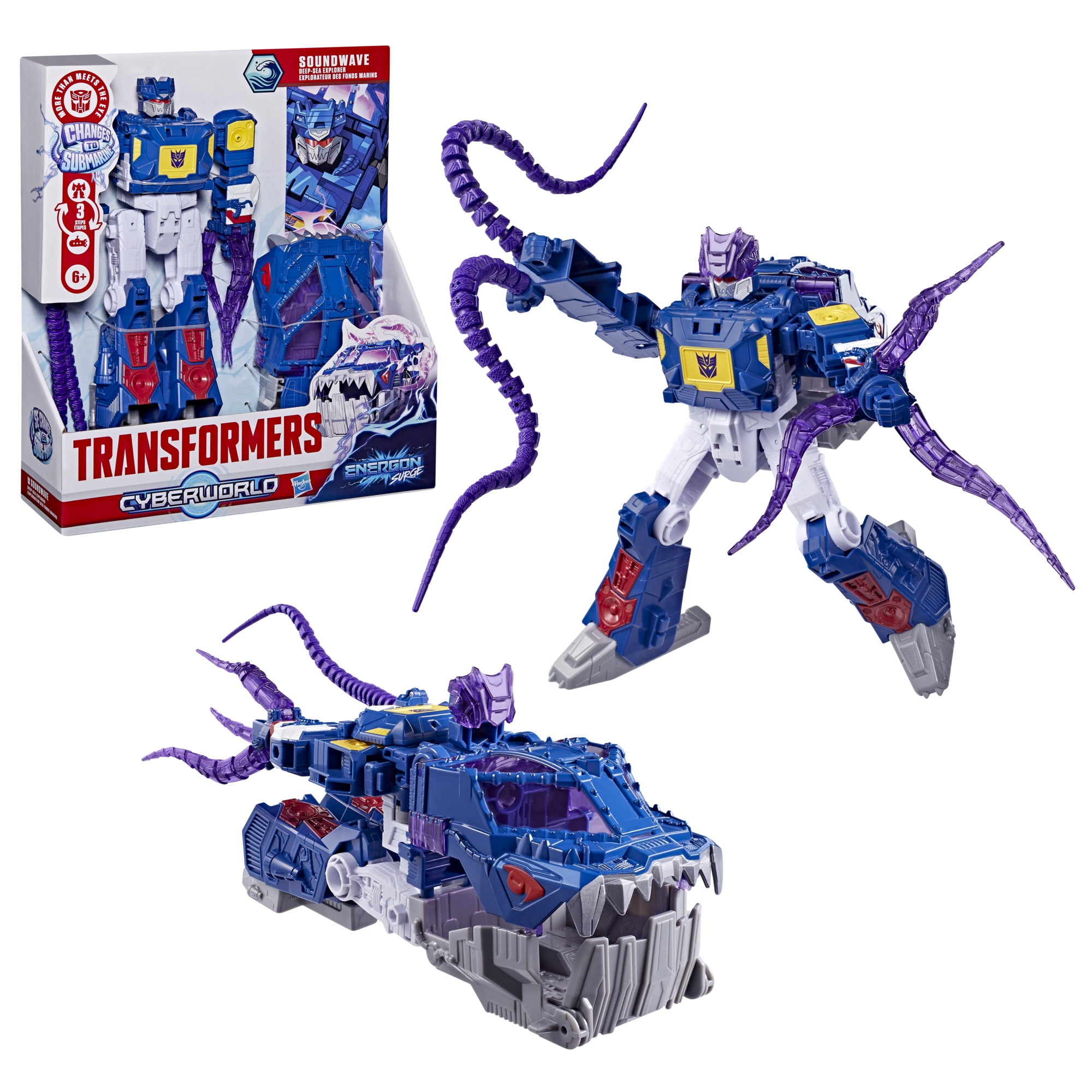 Transformers CYBERWORLD Soundwave Deep Sea Explorer Energon Surge Action Figure