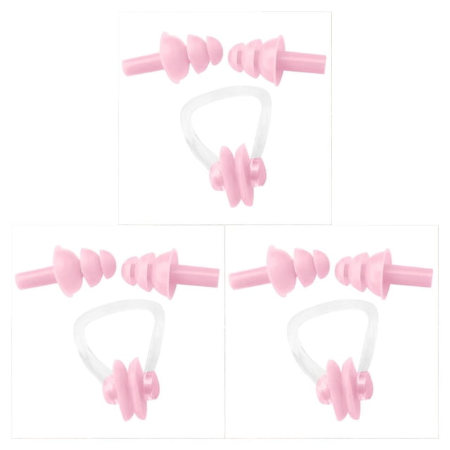 stanreset Waterproof Nose Clip Swimming Anti-noise Earplug for Protection Ear Protector Pink 3Set