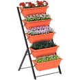 thumbnail image 1 of Outsunny Jardinière Surélevée à 5 Niveaux Pots de Plantes et de Fleurs avec Trous d'Évacuation Rouge, 1 of 10