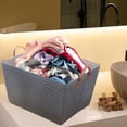 thumbnail image 4 of Birdeem Foldable Laundry Basket,Collapsible Dirty Clothes Hamper with Leather Rope Handle,Stands Independently Large Capacity for Home Bathroom Bedroom,Canvas Storage Basket Space Saving Design, 4 of 9