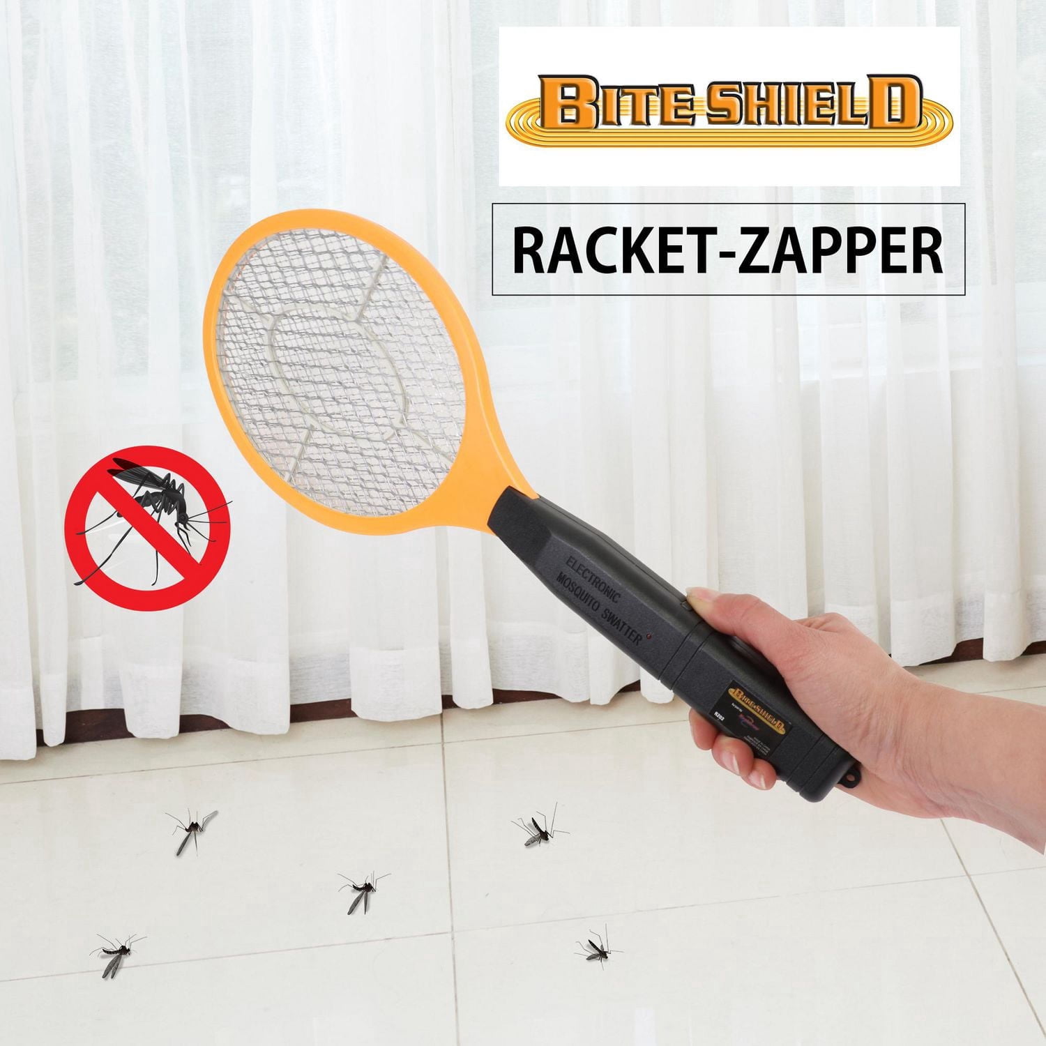 Bite Shield Raquette Zapper Électronique, Tue-Mouches et Insectes Efficace pour l'Extérieur