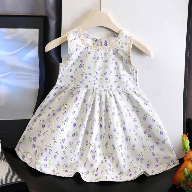 Économies d'Été! Robe d'Été pour Enfants, Robes Décontractées pour Filles en Liquidation, Robe Sans Manches à la Mode pour Enfants, Robe d'Été Fine et Confortable
