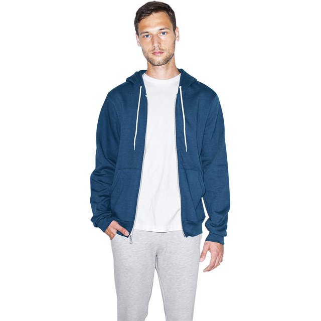 American Apparel Sweat à Capuche Zippé en Polaire Flex Unisexe, 2TG, Bleu Mer