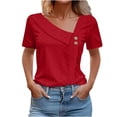 thumbnail image 1 of fheaev Eyelet Embroidery Tops For Women Tops Summer Spring Button V-Neck Tunic Tops Short Sleeve Business Blouses Shirts Casual Hollow Out Cute Tops, 1 of 5