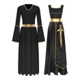 thumbnail image 1 of Kaerm Tunique de Danse Liturgique de Louange pour Femmes, Tenue de Danse d'Église, Robe Tunique Maxi à Manches Longues, Noir, TTG, 1 of 7
