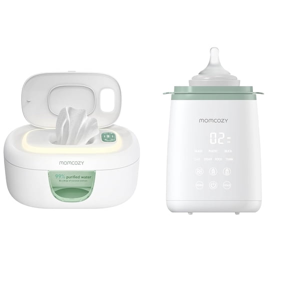 Momcozy Baby Bottle Warmer , 6-in-1 Smart Temperature Control, Fast Baby Food Heater, Steam Sterilizer & Momcozy Baby Wipe Warmer with Spring Design, 4 Modes Temperature, with Night Light