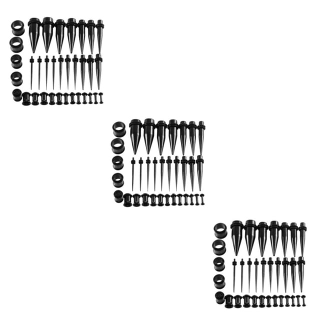 Transemion 36 Pcs Jauges d'Oreille Kit d'Étirement Rallonges 14G-00G Bouchons Noir 36 Pcs 3Ensemble