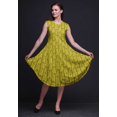 thumbnail image 2 of Bimba Robe Midi Évasée d'Été Sans Manches à Imprimé Floral Décontractée pour Femmes à Feuilles au Pochoir Jaunes - Très Petit, 2 of 6