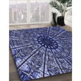 thumbnail image 3 of Ahgly Company Tapis Rond Lavable en Machine Intérieur Transitionnel Bleu, 3 Pieds Rond, 3 of 7