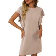 thumbnail image 2 of Ovzne Robes pour Femmes 2025 Robe Femme Été Couleur Unie Sans Manches Col Ras du Cou Robe de Printemps Liquidation, 2 of 7