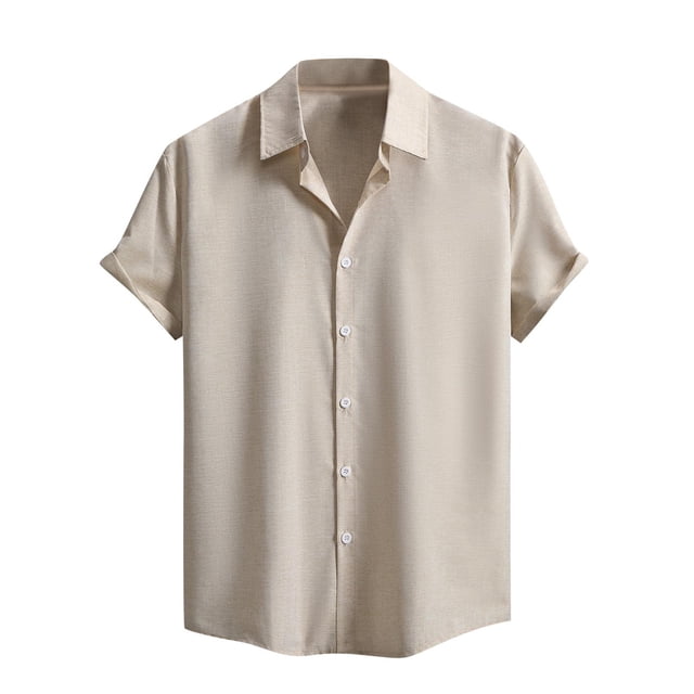 Kaemgyyd Button down Shirt for Men Plus Size Short Sleeve Lapel Summer Vacation Wedding Tops Breathable Solid Color Work Tee