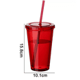 thumbnail image 2 of Heily Gobelet à Double Paroi, Tasse à Café Glacé Réutilisable, Transparent, Plastique, Ensemble de 1, 2 of 5