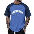 thumbnail image 2 of BOBOGOJP T-Shirts à Col Rond pour Hommes Manches Courtes (Bleu,TG), 2 of 4
