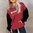thumbnail image 2 of FAOWME Child Long Sleeve Color Matching Printed Letters Hooded Sweatshirts Pullover Tops Red 8-10 Years, 2 of 4