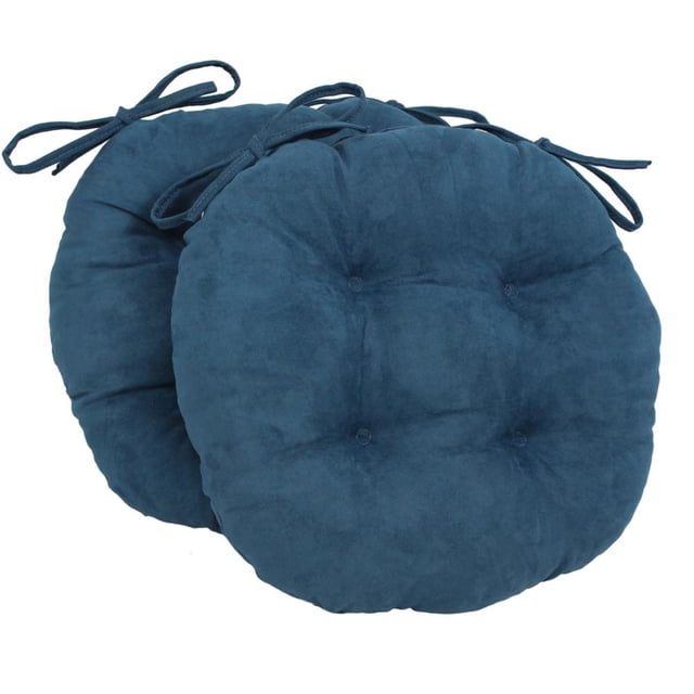 Coussins de Chaise Ronds Capitonnés en Microsuède Uni de 16 Po (Ensemble de 2)