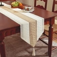 thumbnail image 1 of Boho Table Runner - Macrame Woven Table Runner with Tassels, Bohemian Home Dining Bedroom Table Decoration, Polyester Fabric, Brown, JKODE, 1 of 6