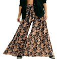 thumbnail image 1 of Pantalons de Plage Boho pour Femmes Taille Haute Décontractée Ample Jambe Grand Droite Imprimée, 1 of 5