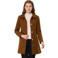 thumbnail image 1 of INSPIRE CHIC Manteau Trench d'Hiver pour Femme à Col Rabattu, Simple Boutonnage, Brun Foncé, TP, 1 of 6