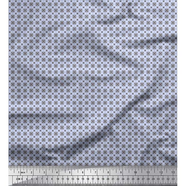 Soimoi Blue polyester Crepe Fabric Artistic Geometric Print Fabric by Yard 42 Inch Wide