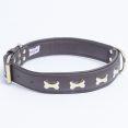 thumbnail image 2 of ROTTERDAM BONES Leather Dog Collar Single- Row Bones, 2 of 3