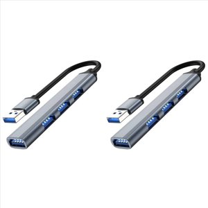 2X 4 Ports USB Hub Splitter Multi Hub USB to USB 3.0 Adapter USB Several Ports Power Adapter,2 x 4-port USB splitter,Gray