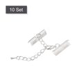 thumbnail image 3 of Unique Bargains 10Set Ribbon Crimp Clamp Ends Lobster Claw Clasps & Chain 20mm Silver White for DIY, 3 of 7