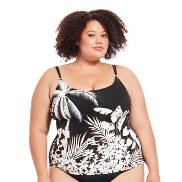 Krista Plus Tankini W/Bead D-Cup Women's Printed Scoop Neck Tankini Swim Top