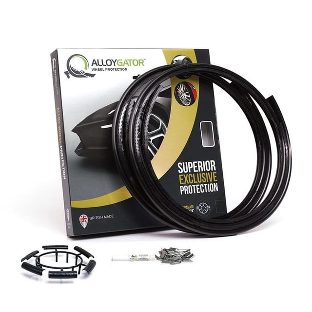AlloyGator Wheel Protector K4BLCKEXC Exclusive Profile; For Use With 12 To 24 Inch Diameter Wheels; Black; Adhesive And Clip Attachment