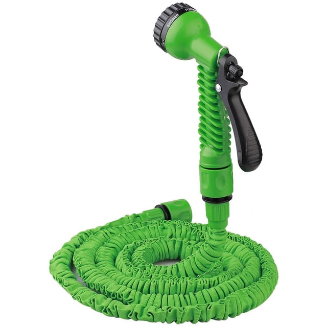 Garden Hose, Expandable Water Hose, Heavy Duty Double Latex Core Telescopic Water Pipe Flexible Expanding Hose with 17 Function Metal Spray Nozzle Outdoor Lawn Car Watering Plants (Green,125FT)